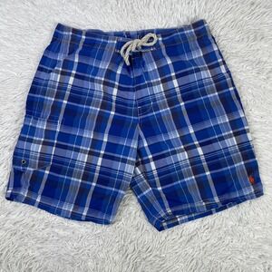 Polo Ralph Lauren Shorts Mens 34 Blue Plaid Board Short‎ Linerless Swim Trunk 9"